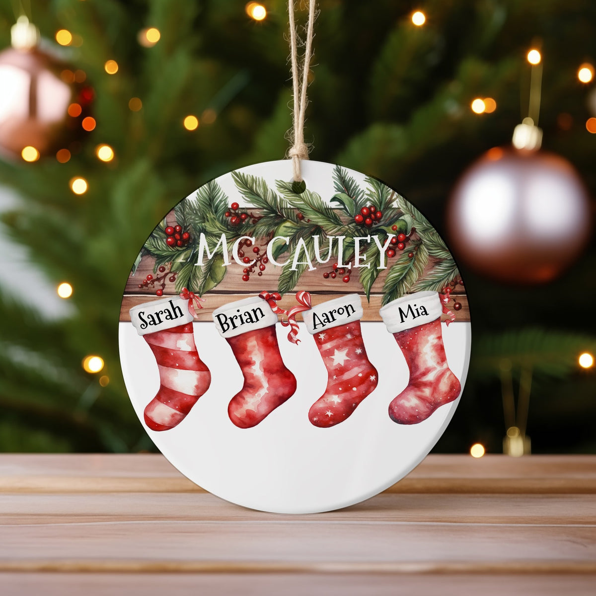 Christmas Decoration 4 Stocking – Ceramic Hanging Decoration, personalised with your own text