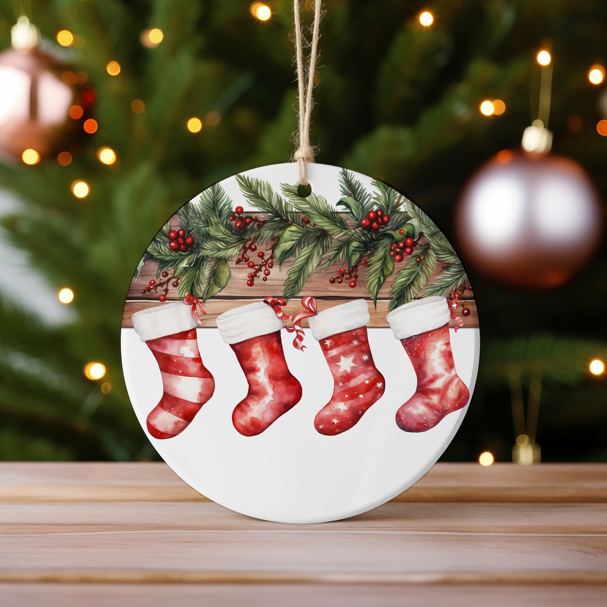 Christmas Decoration 4 Stocking ceramic hanging decoration in standard