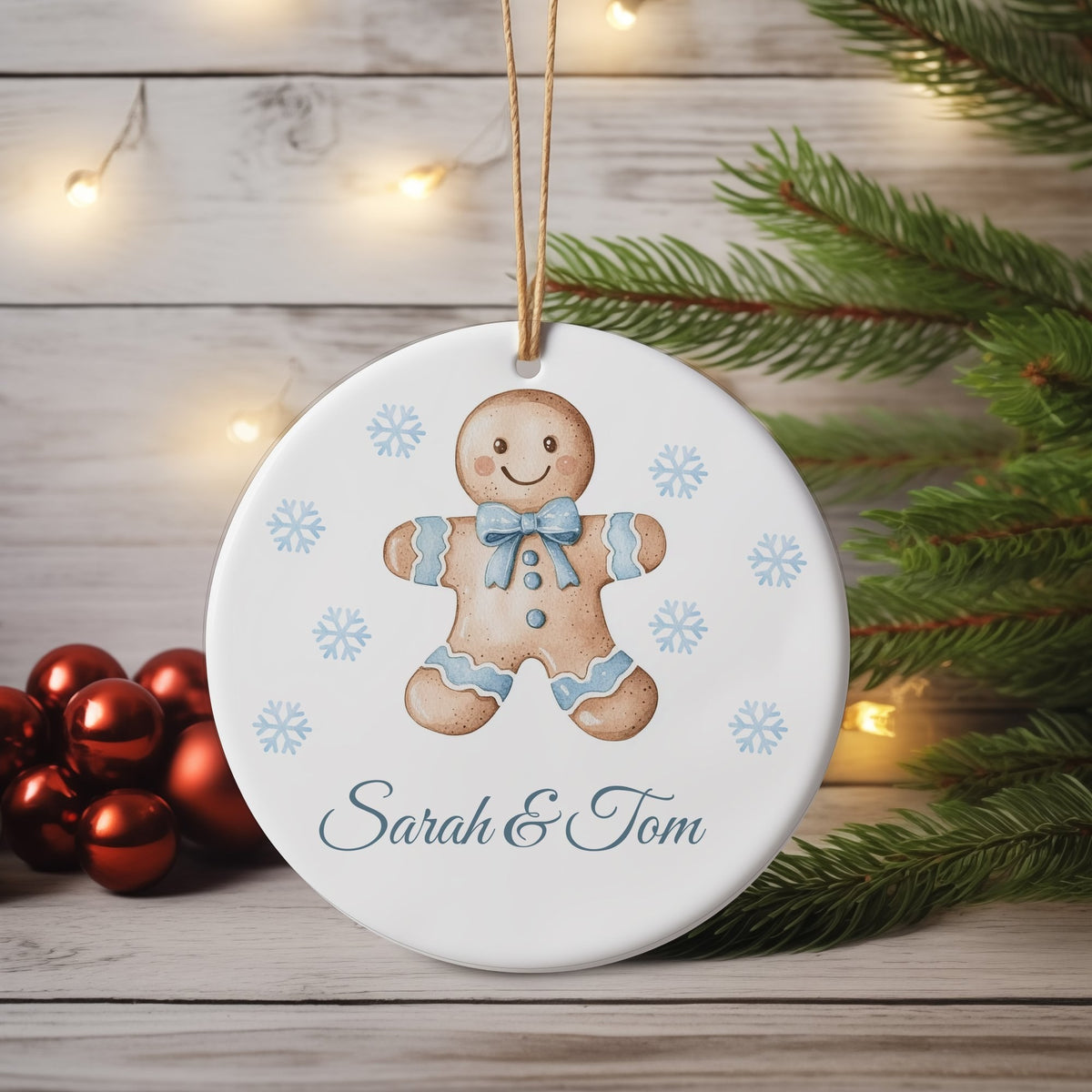 Christmas Decoration Gingerbreadman – Ceramic Hanging Decoration, personalised with your own text