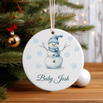 Christmas Decoration Snowman – Ceramic Hanging Decoration, personalised with your own text