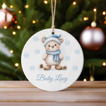 Christmas Decoration Teddy – Ceramic Hanging Decoration, personalised with your own text