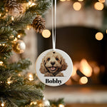 Customisable Cockapoo Dog Portrait – Ceramic Hanging Decoration, personalised with your own text