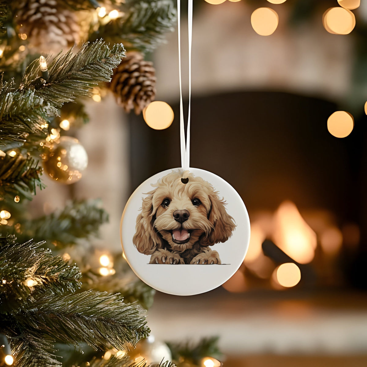 Cockapoo Dog Portrait hanging decoration in standard