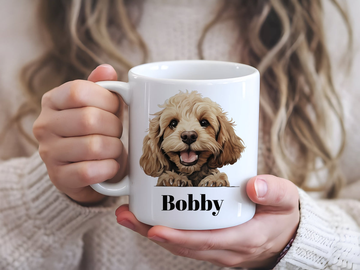 Customisable Cockapoo Dog Portrait – Orca 11oz Standard Mug, personalised with your own text