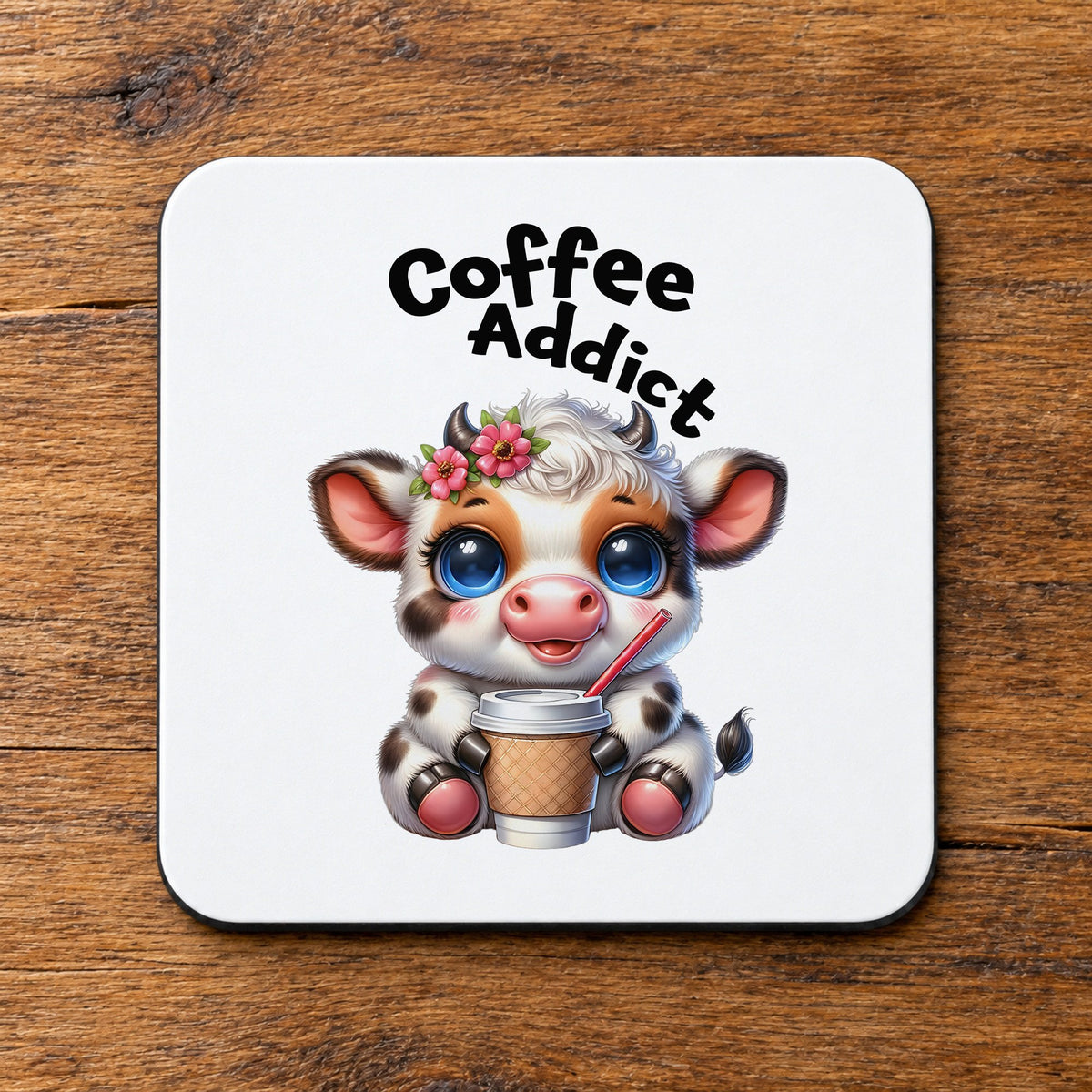 Coffee Addict coaster in white