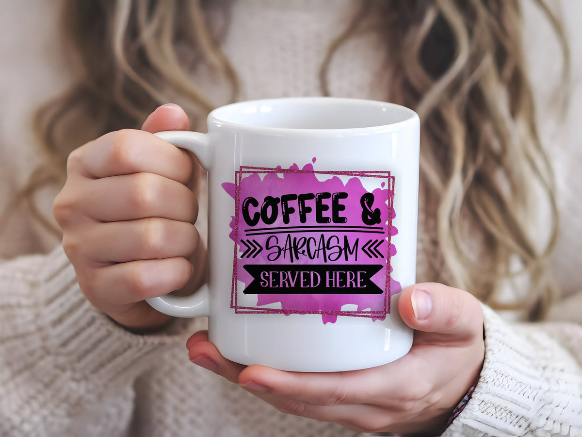 Coffee & Sarcasm Served Here standard mug in white