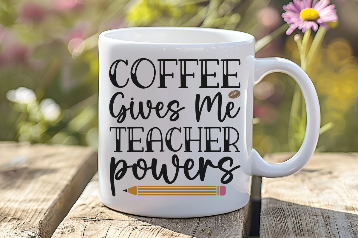 COFFEE Gives Me TEACHER Powers orca 11oz standard mug in white