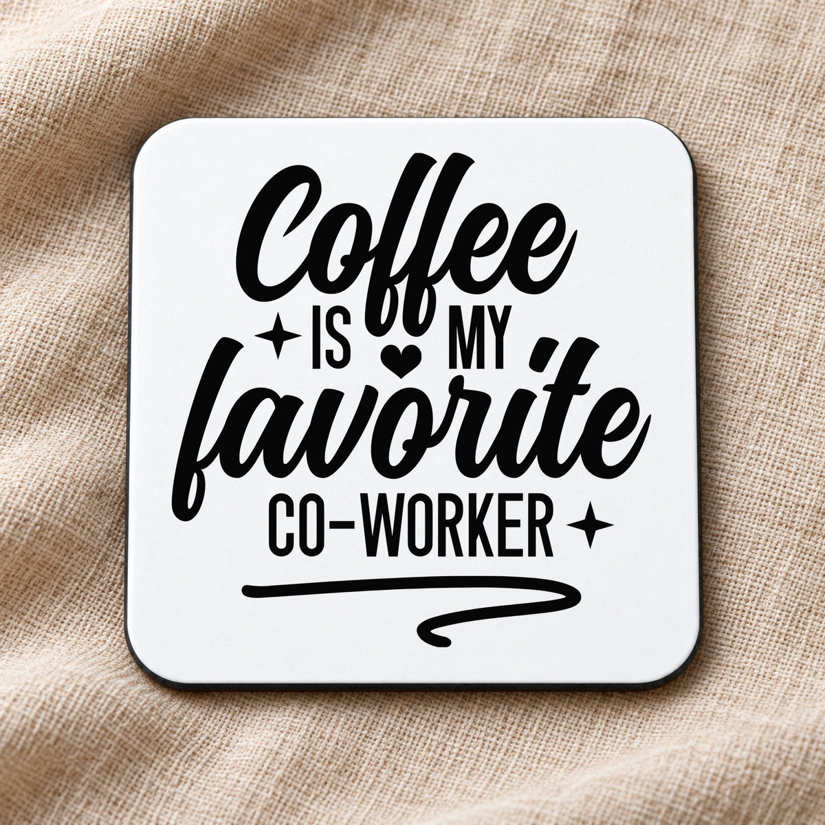 Coaster piece of the Coffee Is My Favourite Co-worker Matching Set: Mug, Coaster & T-shirt in Carolina Blue