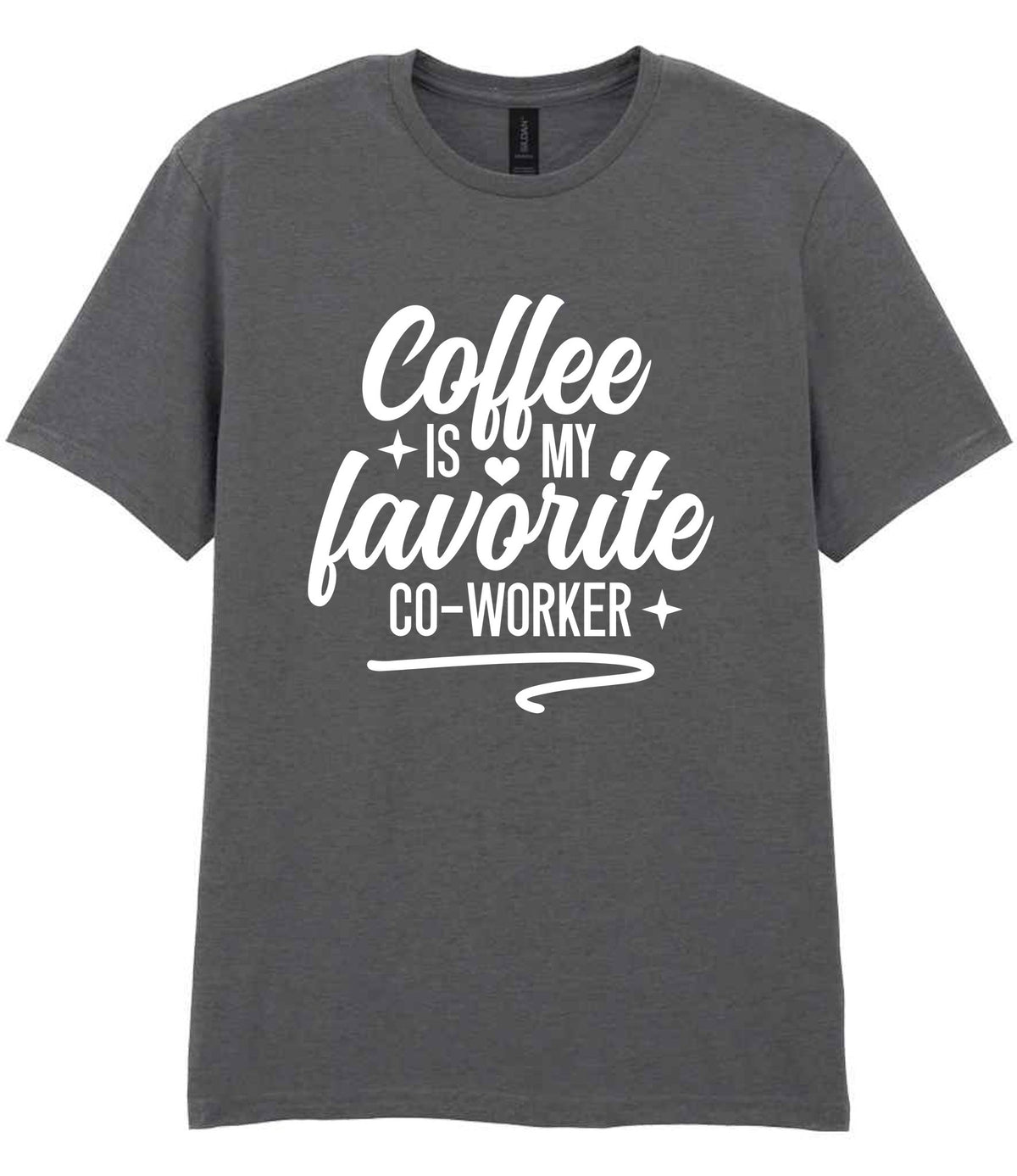 T-shirt piece of the Coffee Is My Favourite Co-worker Matching Set: Mug, Coaster & T-shirt in Charcoal