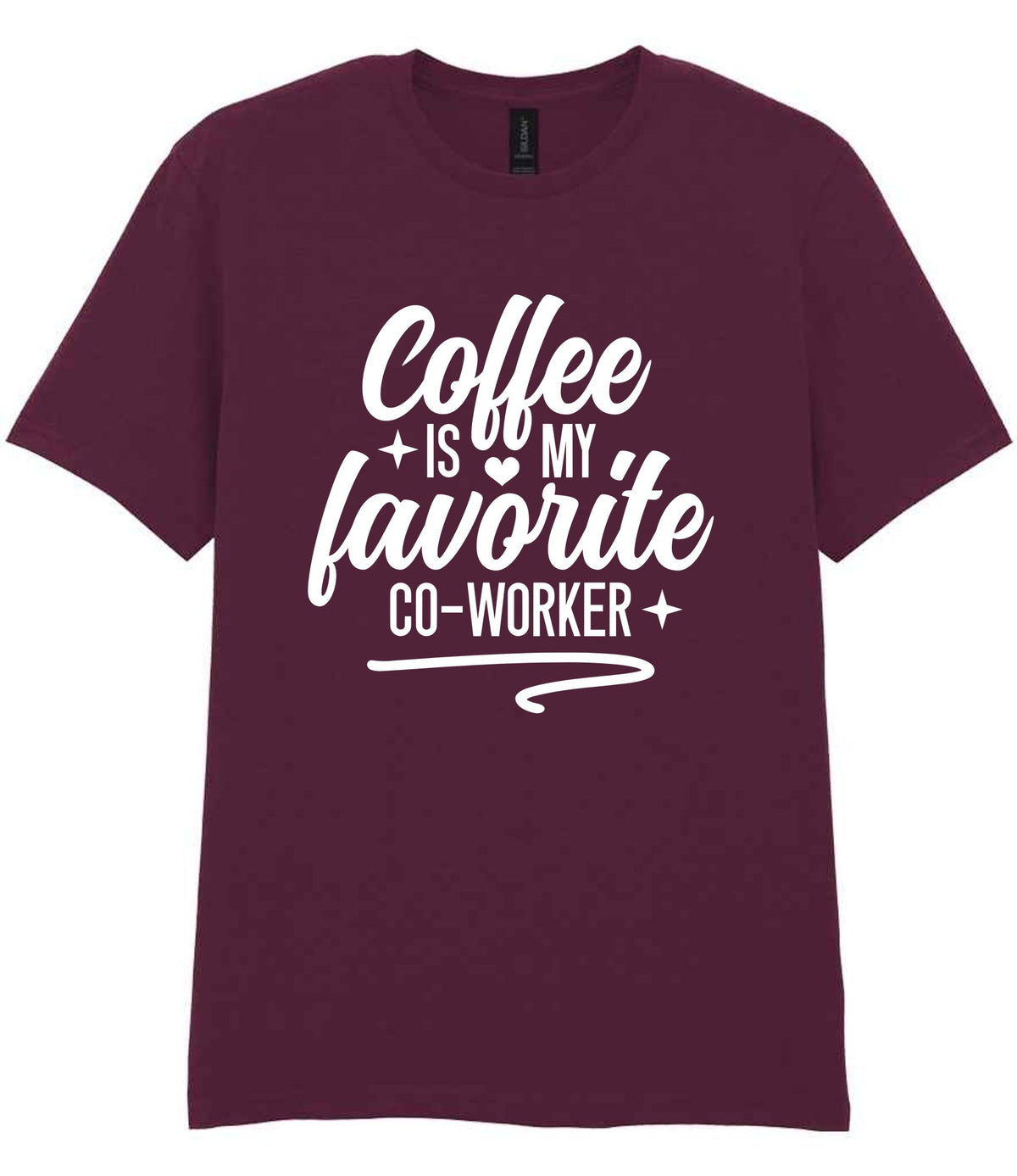 T-shirt piece of the Coffee Is My Favourite Co-worker Matching Set: Mug, Coaster & T-shirt in Maroon