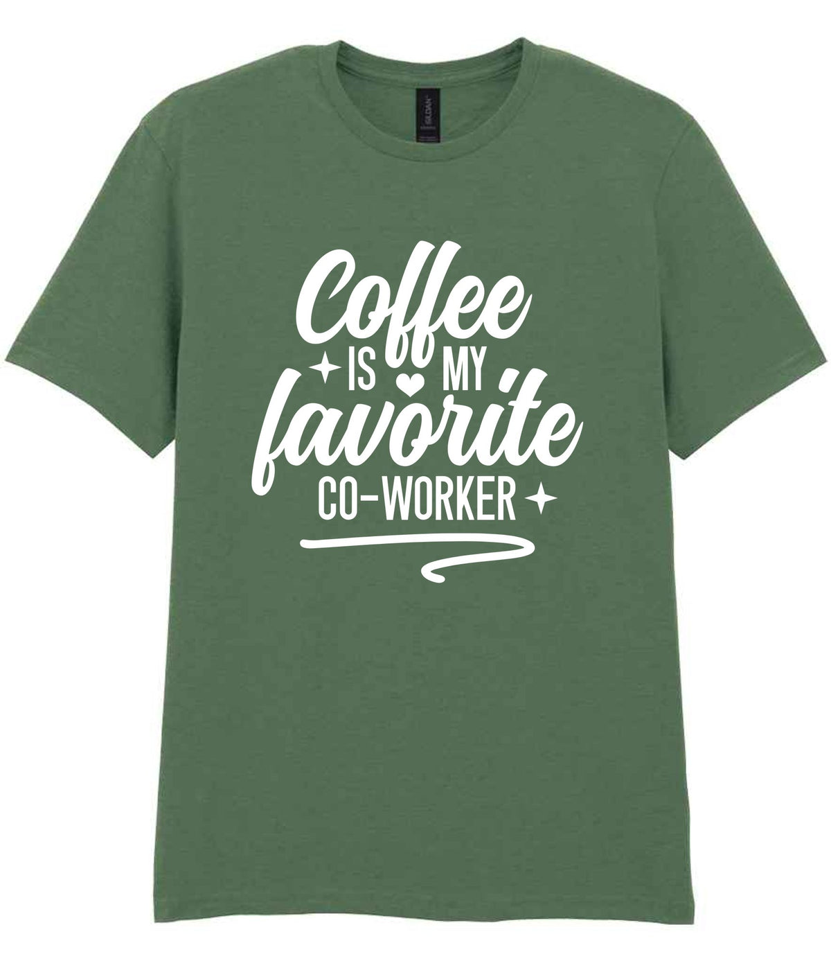 T-shirt piece of the Coffee Is My Favourite Co-worker Matching Set: Mug, Coaster & T-shirt in Military Green