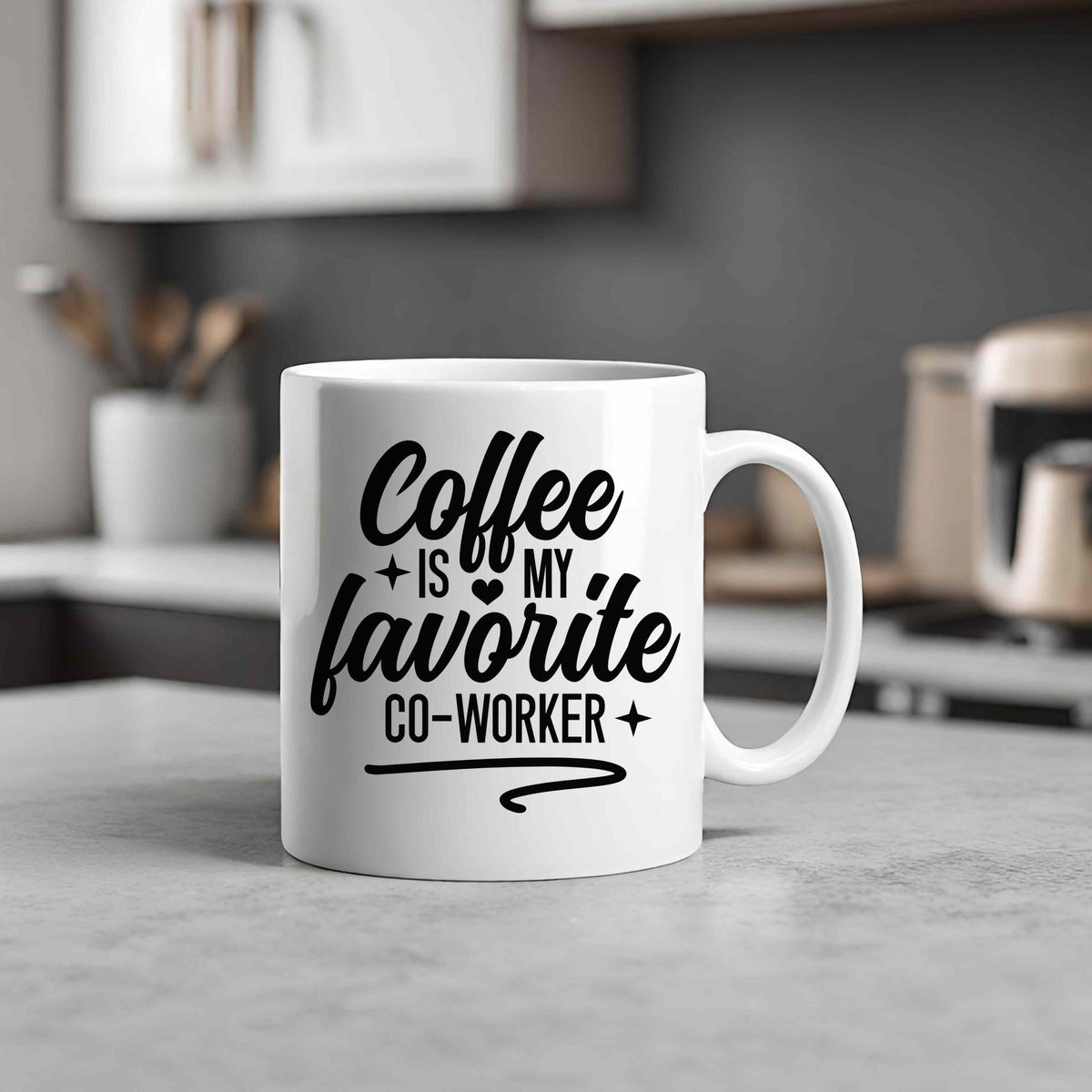 Mug piece of the Coffee Is My Favourite Co-worker Matching Set: Mug, Coaster & T-shirt in Purple