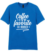 T-shirt piece of the Coffee Is My Favourite Co-worker Matching Set: Mug, Coaster & T-shirt in Royal Blue