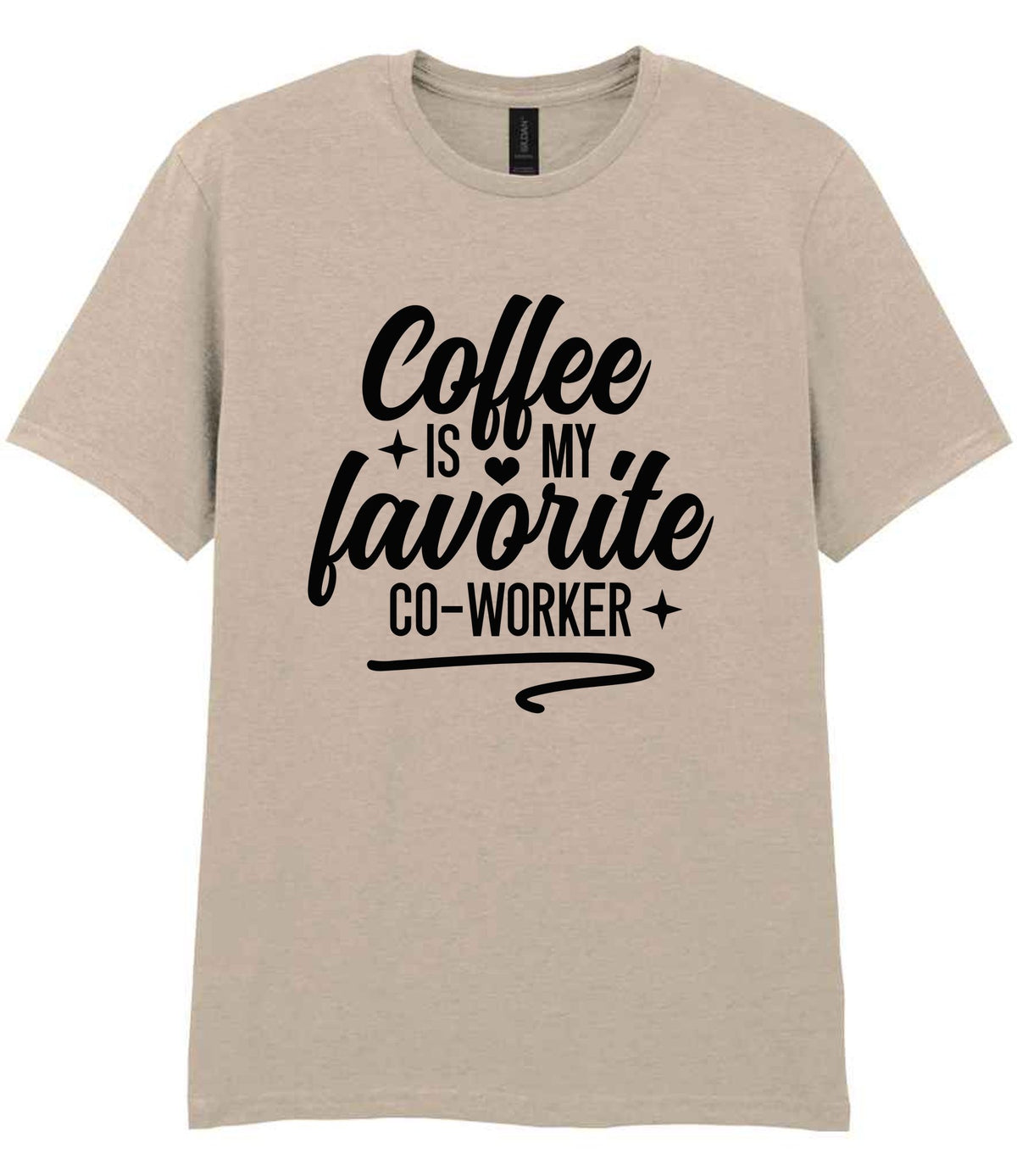 T-shirt piece of the Coffee Is My Favourite Co-worker Matching Set: Mug, Coaster & T-shirt in Sand