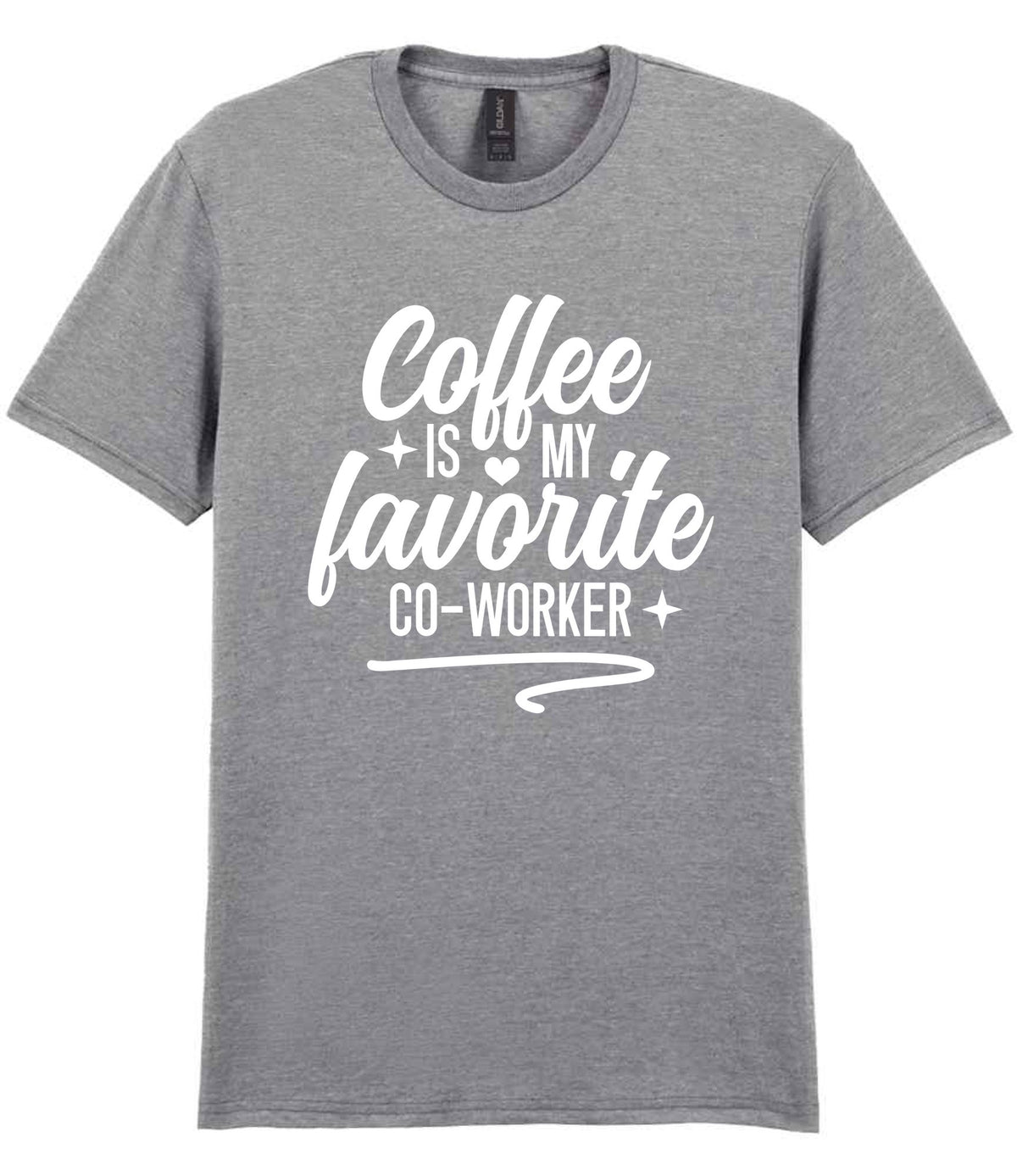 T-shirt piece of the Coffee Is My Favourite Co-worker Matching Set: Mug, Coaster & T-shirt in Sport Grey