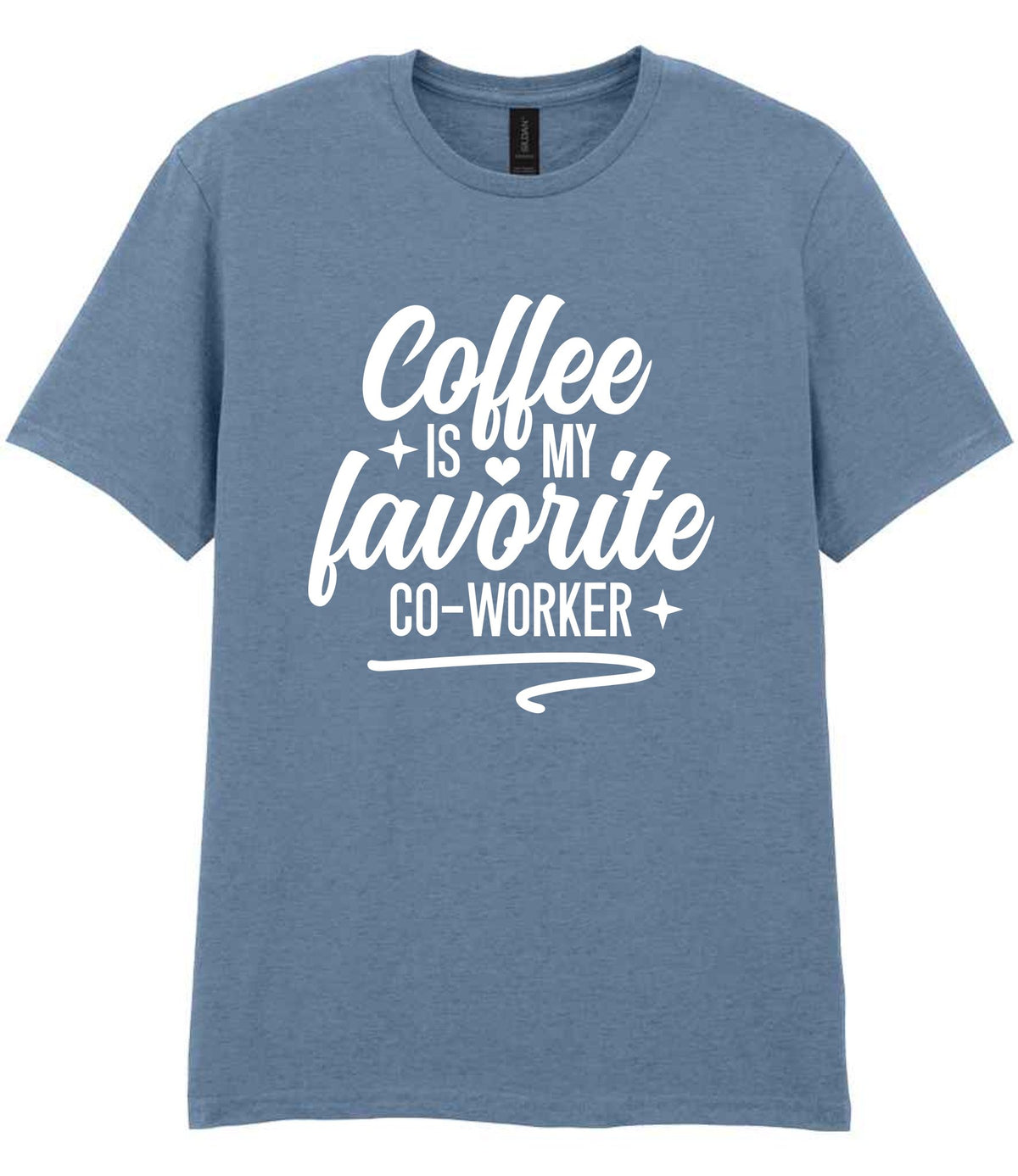 T-shirt piece of the Coffee Is My Favourite Co-worker Matching Set: Mug, Coaster & T-shirt in Stone Blue
