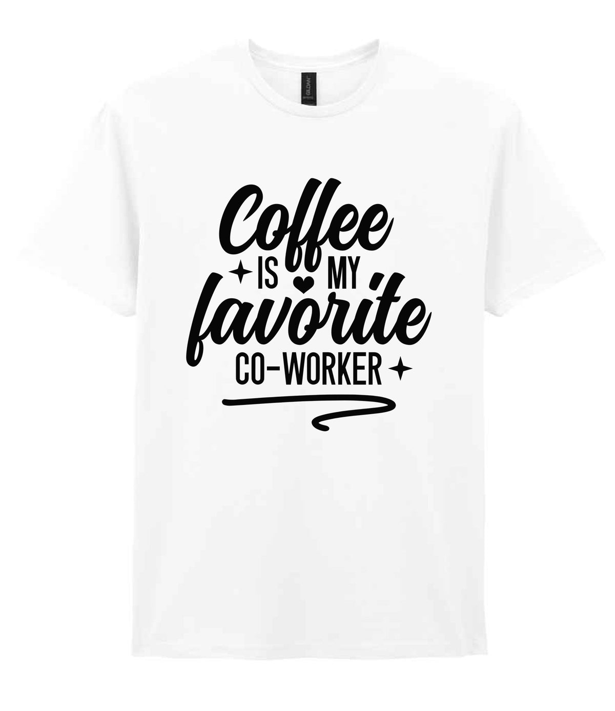 T-shirt piece of the Coffee Is My Favourite Co-worker Matching Set: Mug, Coaster & T-shirt in White