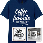 Coffee Is My Favourite Co-worker Matching Set: Mug, Coaster & T-shirt in Navy