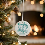 Coworkers by Chance Friends by Choice – Ceramic Hanging Decoration in Standard with Teal vinyl