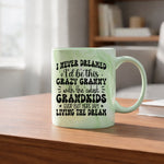 Crazy Granny with Grandkids marble mug in green