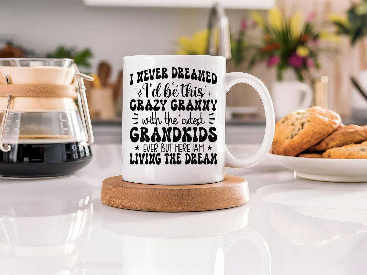 Crazy Granny with Grandkids standard mug in white