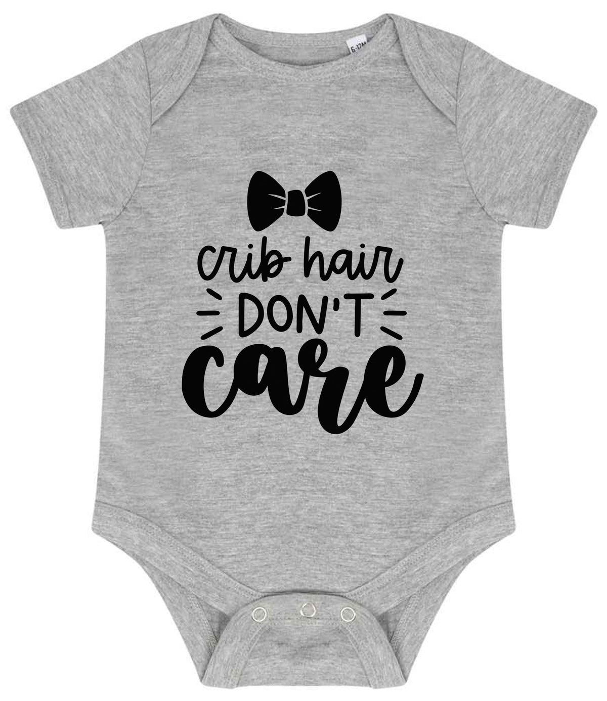 Crib Hair DON'T Care baby bodysuit in heather grey