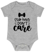 Crib Hair DON'T Care baby bodysuit in heather grey
