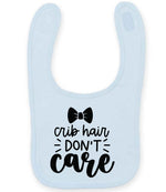 Crib Hair DON'T Care toddler bib in pale blue