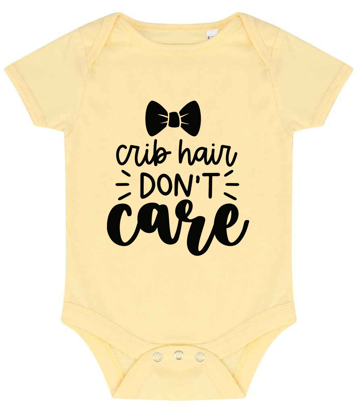 Crib Hair DON'T Care baby bodysuit in pale yellow