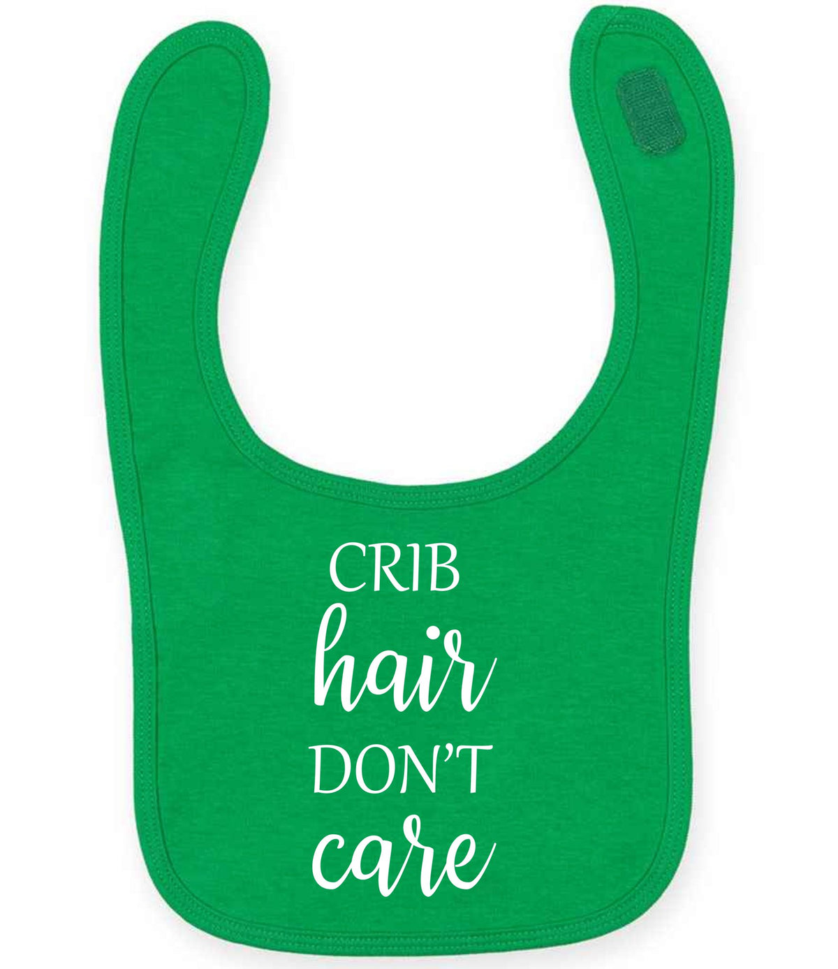 CRIB Hair DON'T Care larkwood baby/toddler bib in kelly green