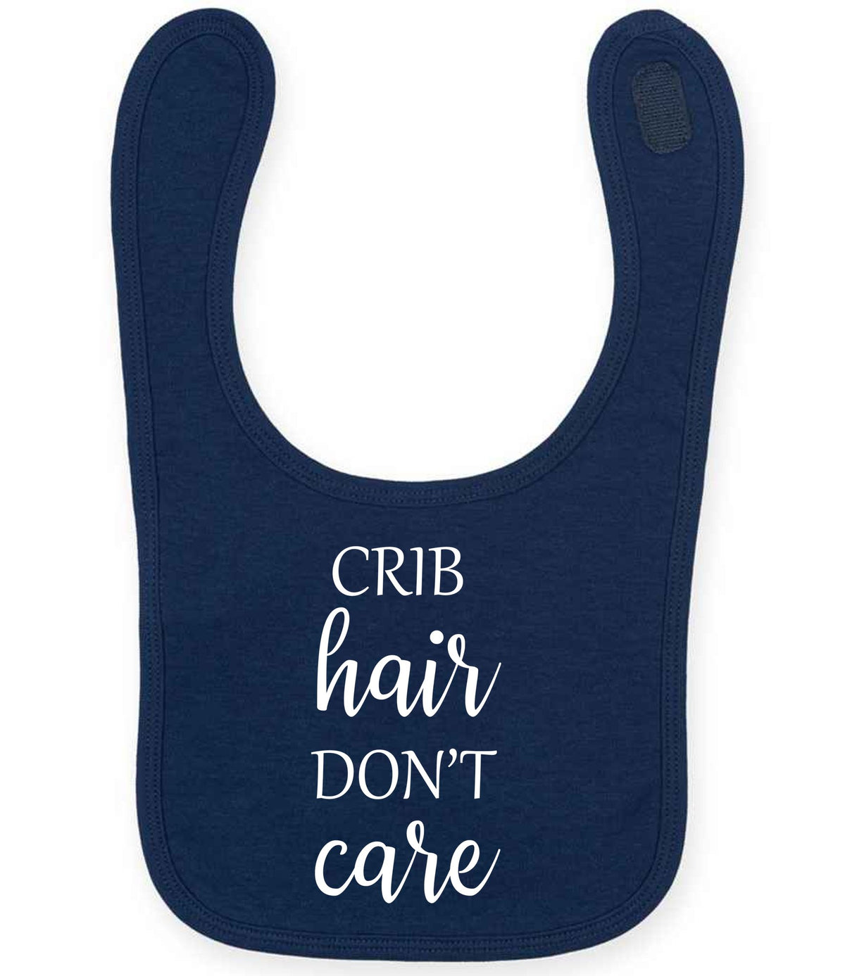 CRIB Hair DON'T Care larkwood baby/toddler bib in navy