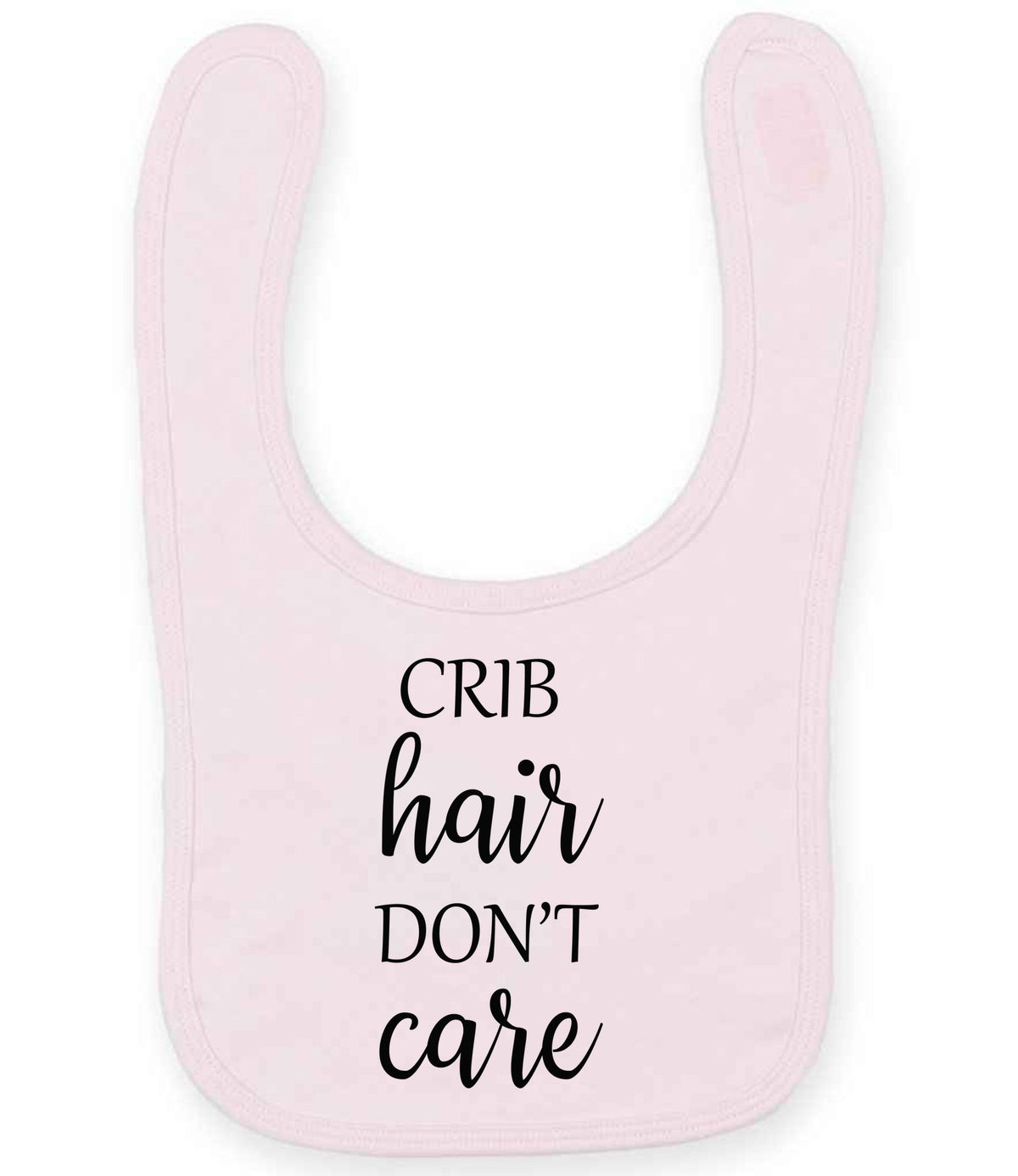 CRIB Hair DON'T Care larkwood baby/toddler bib in pale pink