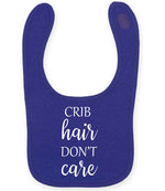 CRIB Hair DON'T Care larkwood baby/toddler bib in purple