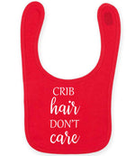 CRIB Hair DON'T Care larkwood baby/toddler bib in red