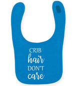 CRIB Hair DON'T Care larkwood baby/toddler bib in sapphire blue