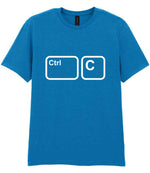 Adult piece of the Ctrl C & Ctrl V Matching Set – Adult T-Shirt & Baby Bib Matching Outfits in Sapphire Blue