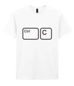 Adult piece of the Ctrl C & Ctrl V Matching Set – Adult T-Shirt & Baby Bib Matching Outfits in White
