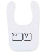 Baby piece of the Ctrl C & Ctrl V Matching Set – Adult T-Shirt & Baby Bib Matching Outfits in White