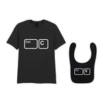 Ctrl C & Ctrl V Matching Set – Adult T-Shirt & Baby Bib Matching Outfits in Black