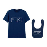 Ctrl C & Ctrl V Matching Set – Adult T-Shirt & Baby Bib Matching Outfits in Navy