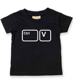 Baby piece of the Ctrl C & Ctrl V Matching T-shirt Set – Adult and Baby T-Shirts with Coordinating Keyboard Designs in Black