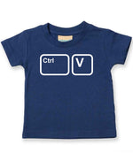 Baby piece of the Ctrl C & Ctrl V Matching T-shirt Set – Adult and Baby T-Shirts with Coordinating Keyboard Designs in Navy