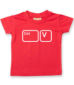 Baby piece of the Ctrl C & Ctrl V Matching T-shirt Set – Adult and Baby T-Shirts with Coordinating Keyboard Designs in Red
