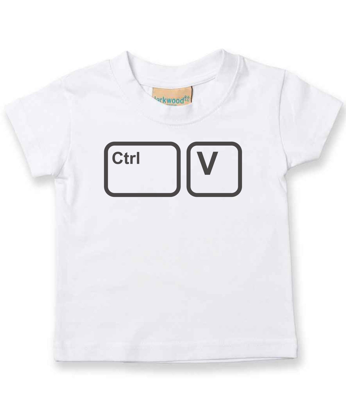 Baby piece of the Ctrl C & Ctrl V Matching T-shirt Set – Adult and Baby T-Shirts with Coordinating Keyboard Designs in White