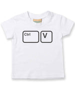 Baby piece of the Ctrl C & Ctrl V Matching T-shirt Set – Adult and Baby T-Shirts with Coordinating Keyboard Designs in White