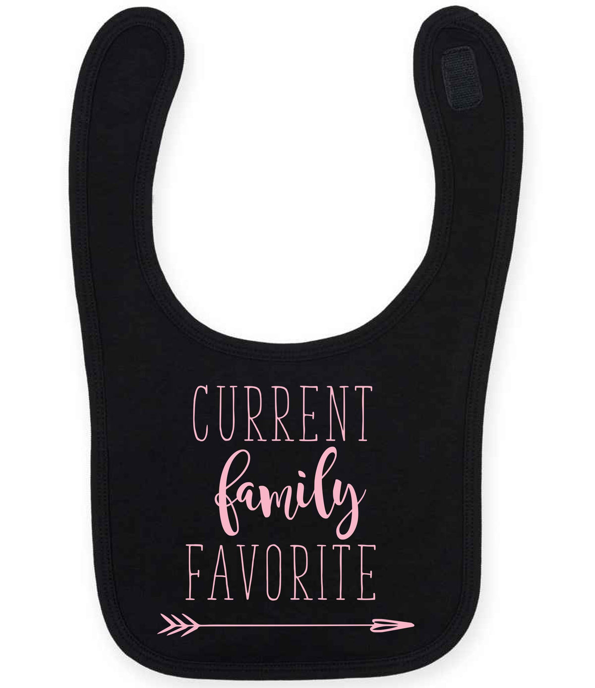 CURRENT Family FAVORITE toddler bib in black with baby pink vinyl