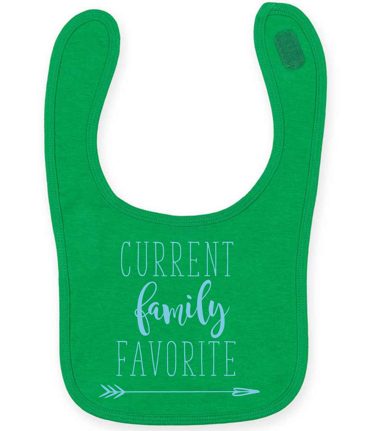 CURRENT Family FAVORITE toddler bib in kelly green with baby blue vinyl