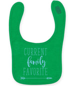 CURRENT Family FAVORITE toddler bib in kelly green with baby blue vinyl