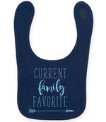 CURRENT Family FAVORITE toddler bib in navy with baby blue vinyl