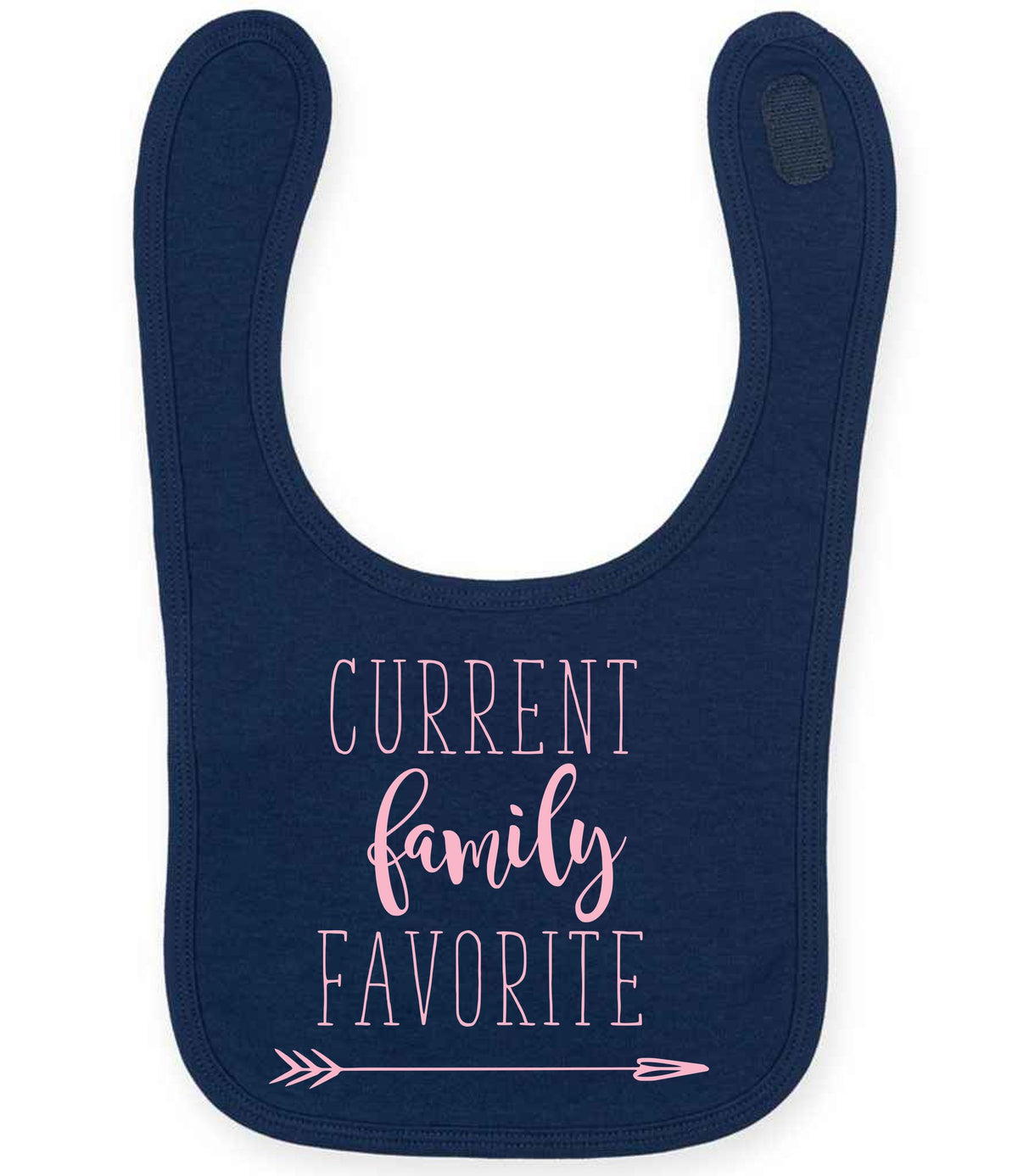CURRENT Family FAVORITE toddler bib in navy with baby pink vinyl